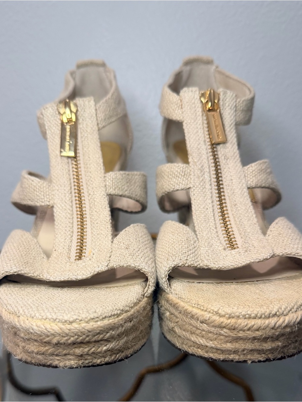 Michael Kors Damita Wedge Espadrilles in Natural Canvas Size 8